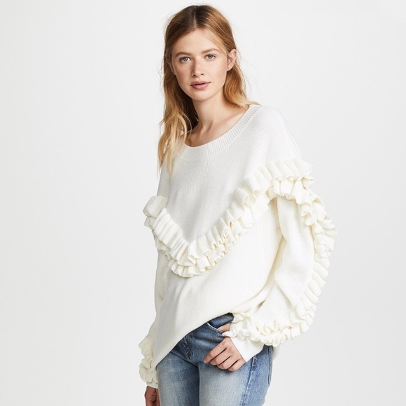 Frame Ruffle-Yoke Ribbed Sweater NWOTS - Picture 4 of 10